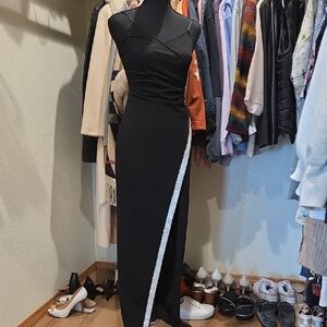 by & by Black One Shoulder Dress with Silver Accent